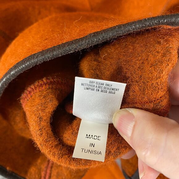 Vintage Casual Corner Boiled Wool Jacket Womens 10 Orange Preppy Academia - Picture 10 of 11